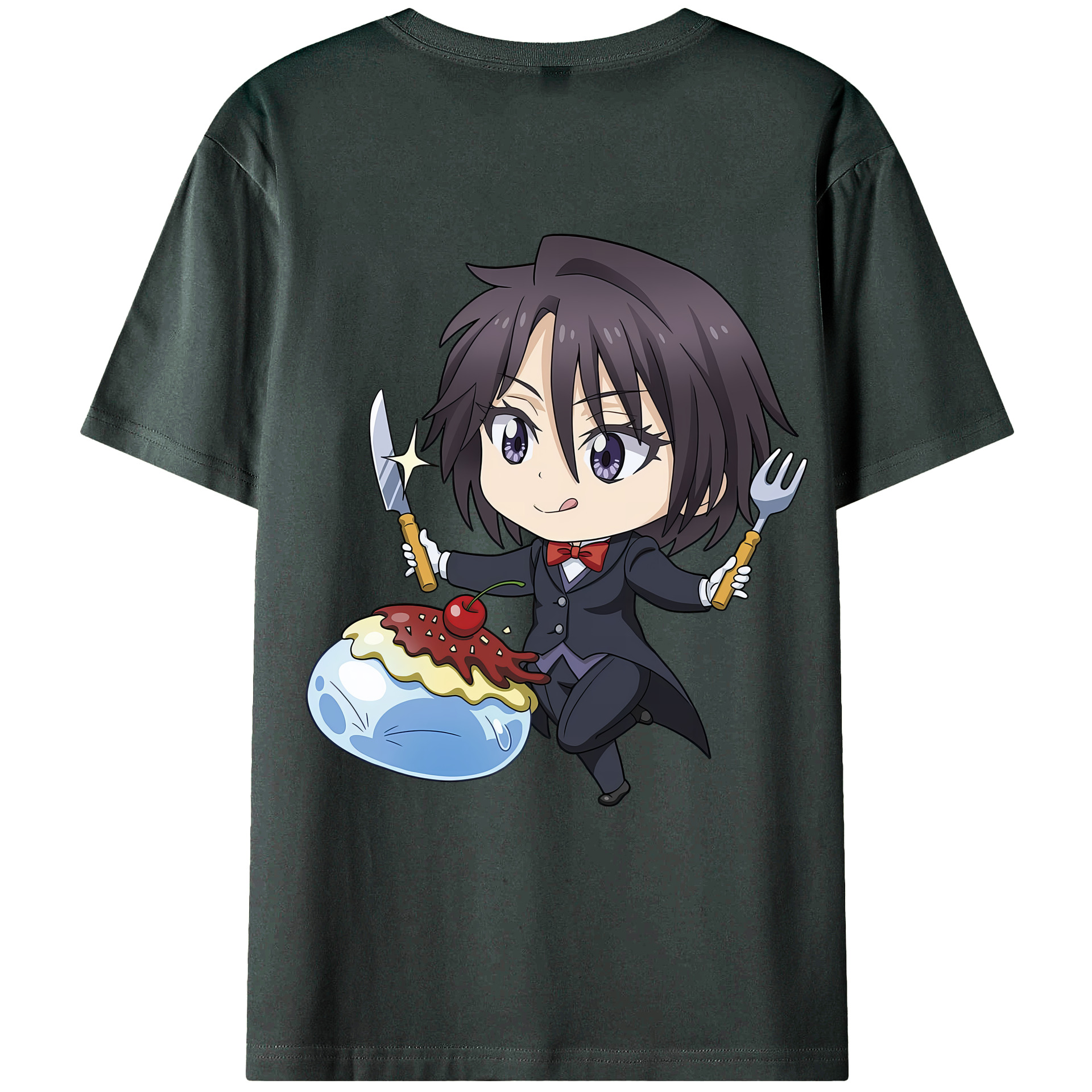 （画像用） 転スラ Regarding Reincarnated to Slime 綿100％ メンズ半袖Tシャツ（バックプリント） 通気性